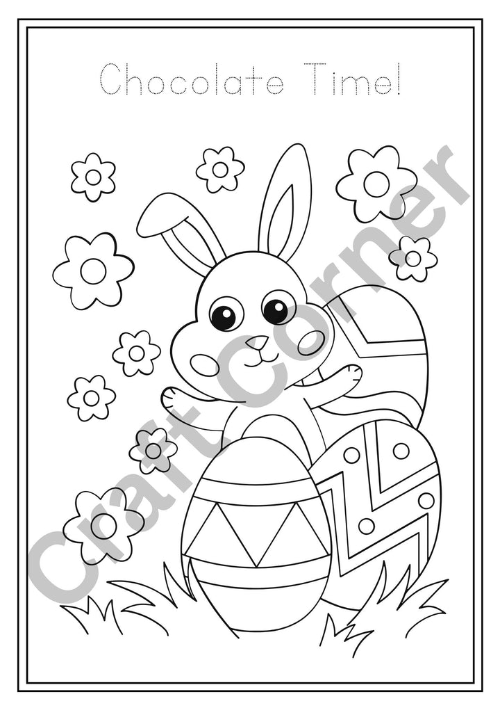 Easter Bunny Colouring in Book - Instant Printable