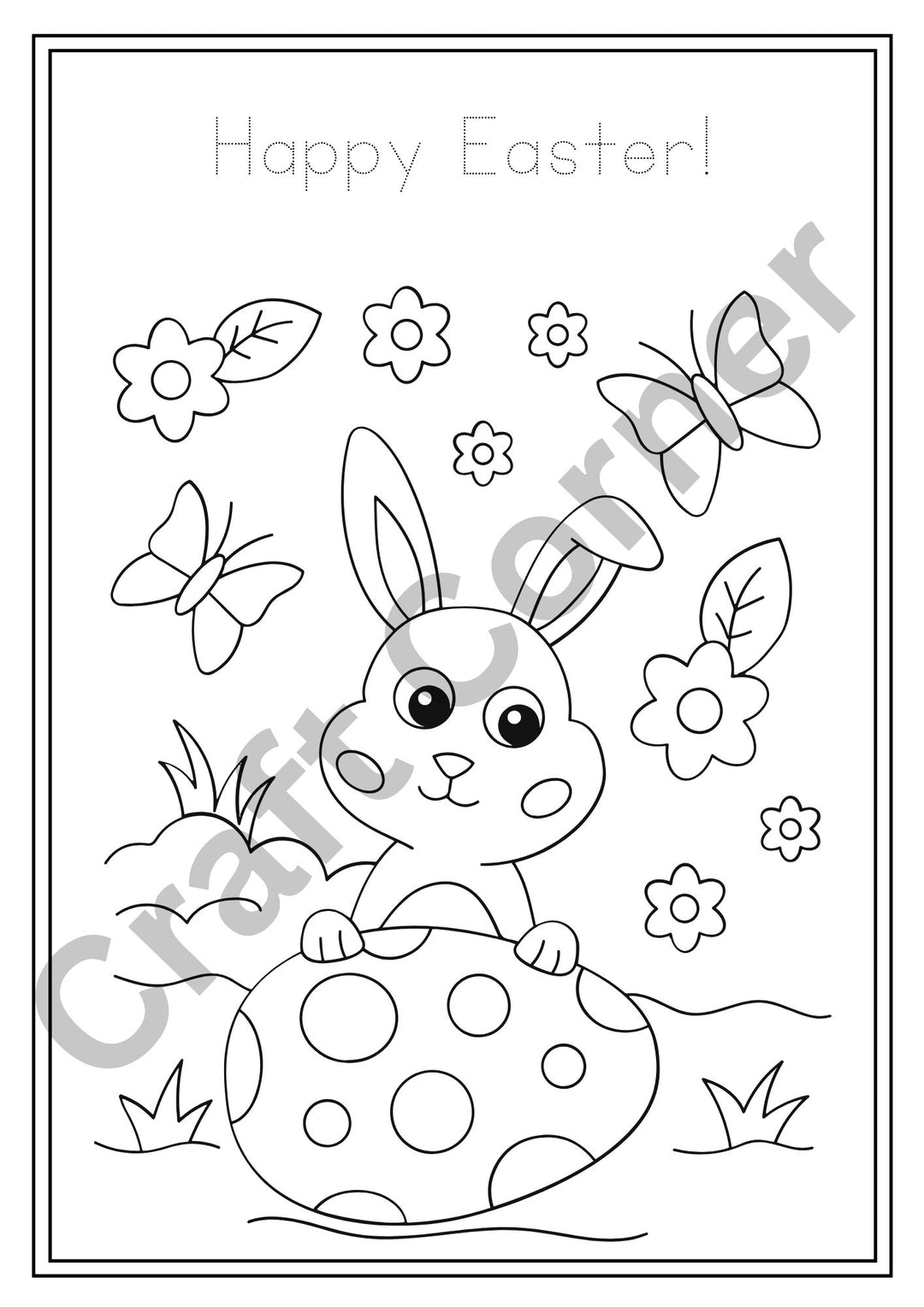 Easter Bunny Colouring in Book - Instant Printable