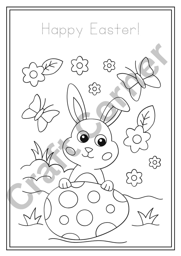 Easter Bunny Colouring in Book - Instant Printable