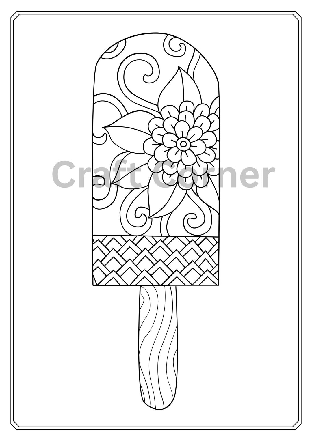 Ice Cream Adults Colouring in Book - Instant Printable