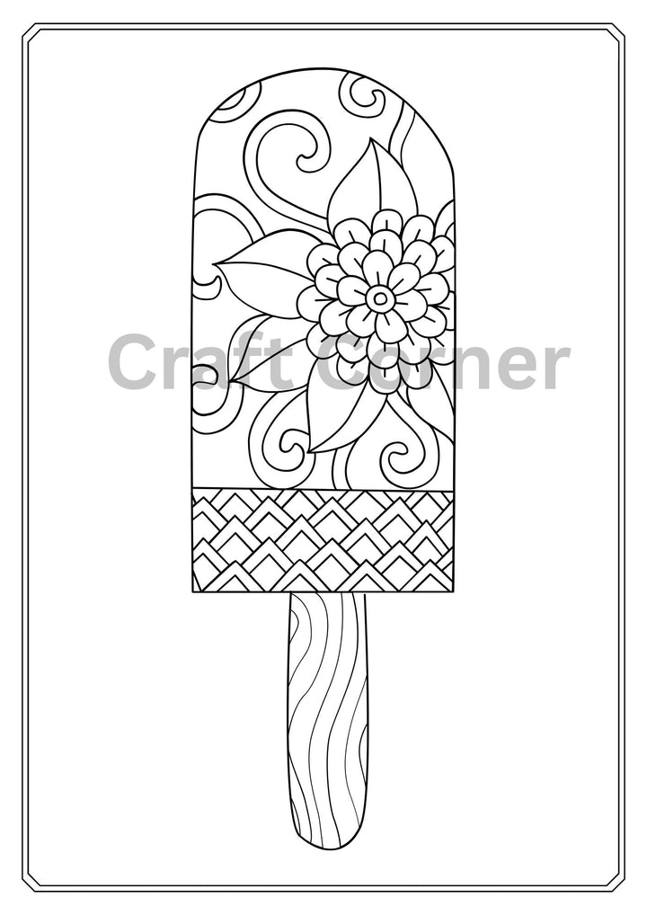 Ice Cream Adults Colouring in Book - Instant Printable