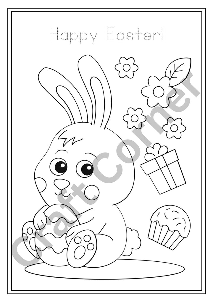Easter Bunny Colouring in Book - Instant Printable