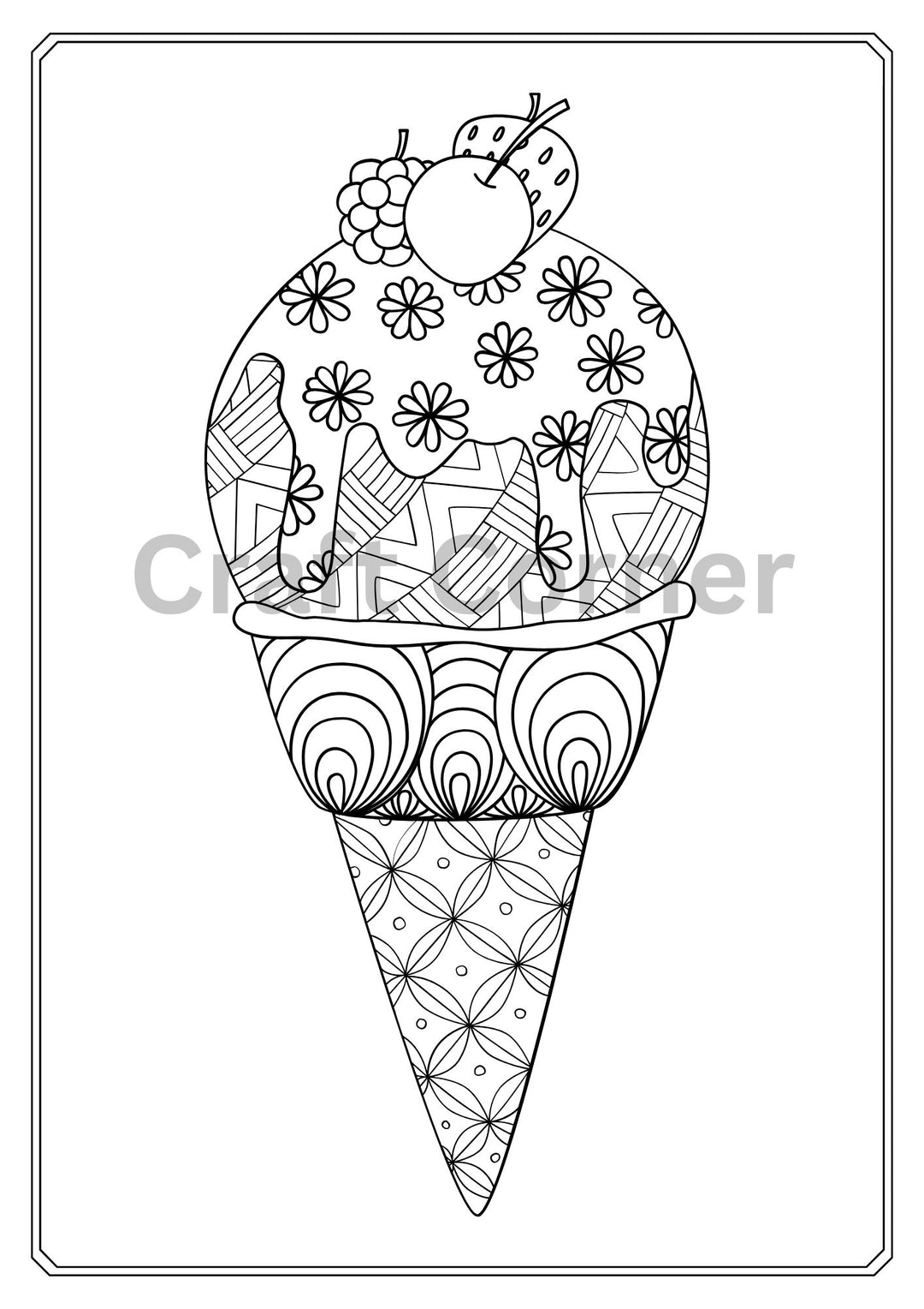 Ice Cream Adults Colouring in Book - Instant Printable
