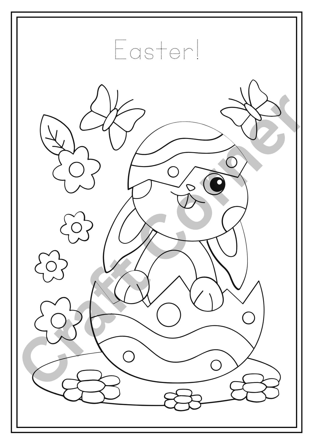 Easter Bunny Colouring in Book - Instant Printable