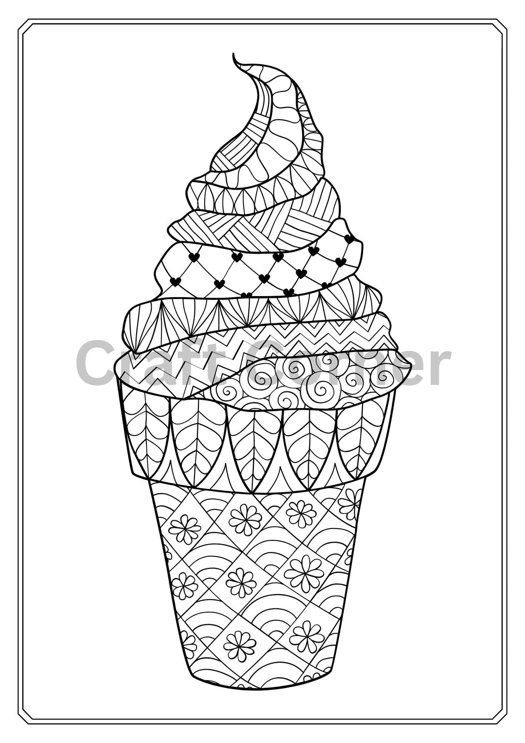 Ice Cream Adults Colouring in Book - Instant Printable