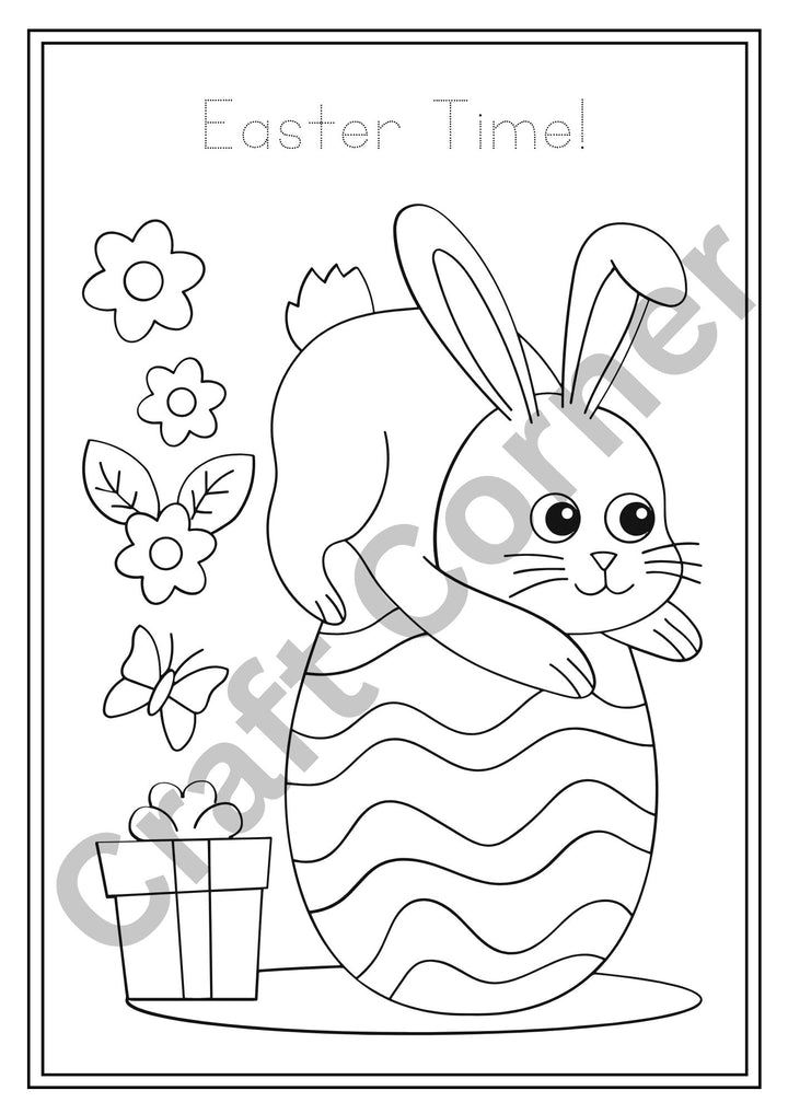 Easter Bunny Colouring in Book - Instant Printable