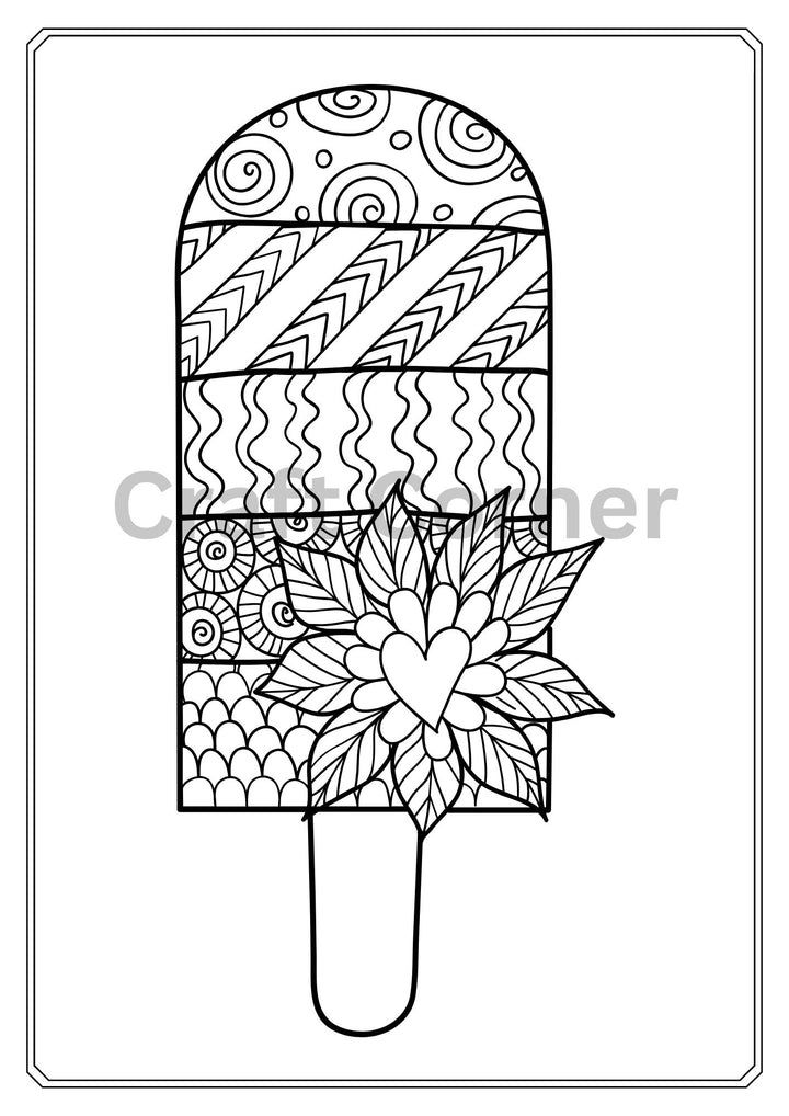 Ice Cream Adults Colouring in Book - Instant Printable