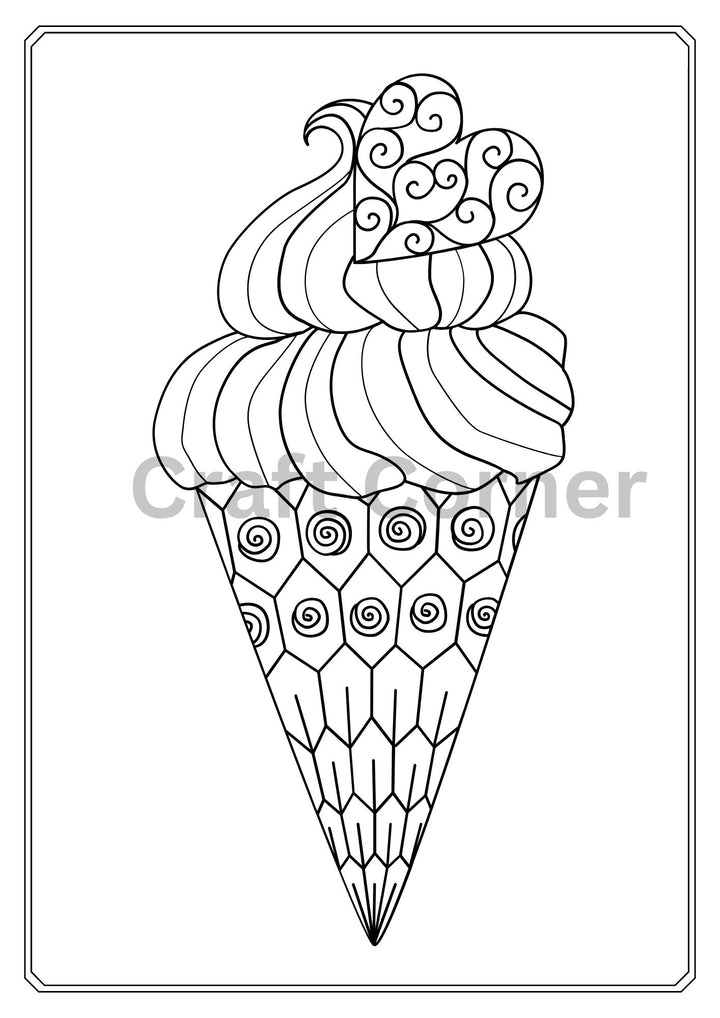 Ice Cream Adults Colouring in Book - Instant Printable