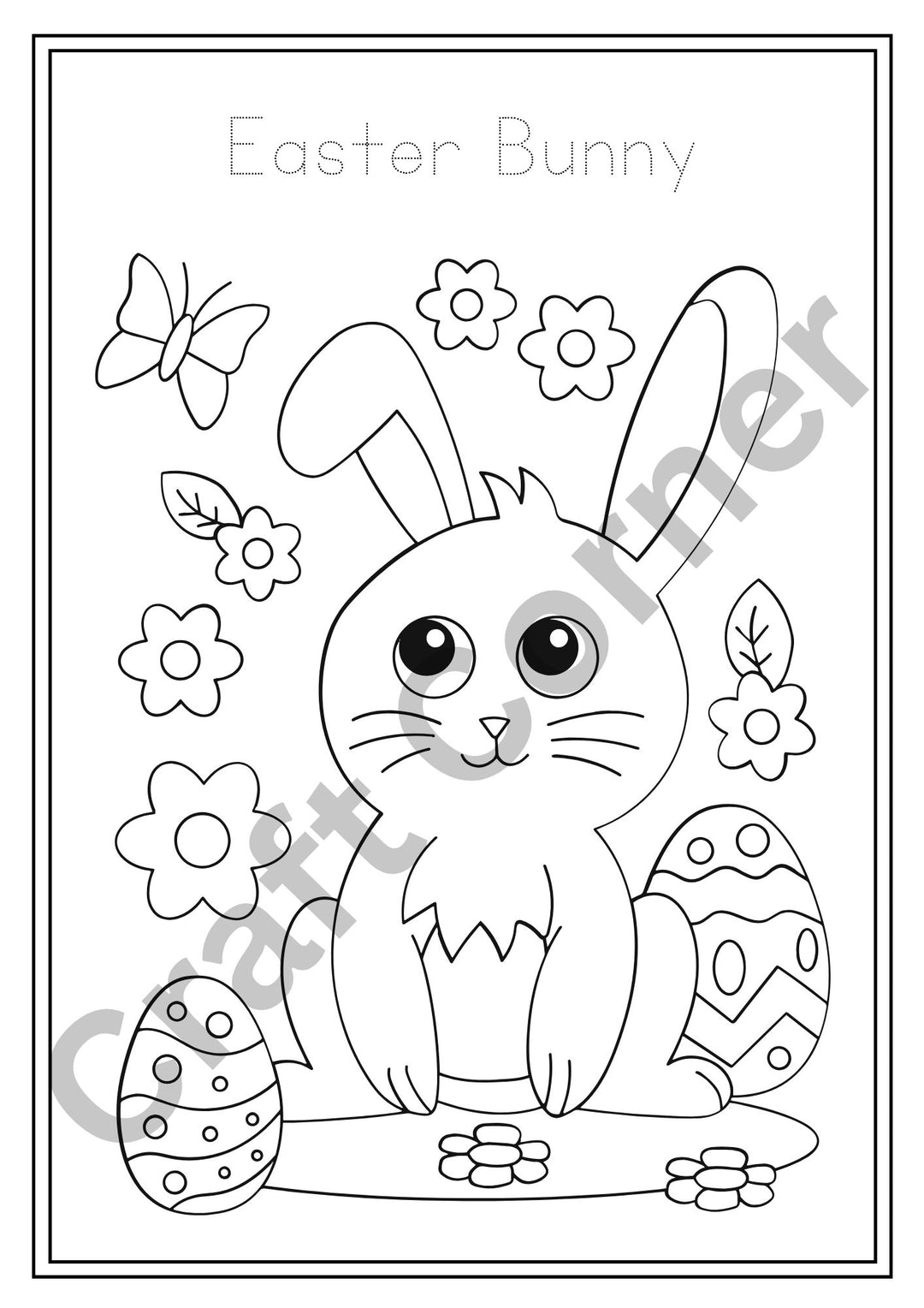 Easter Bunny Colouring in Book - Instant Printable