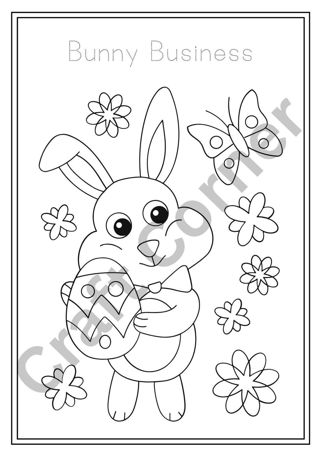 Easter Bunny Colouring in Book - Instant Printable