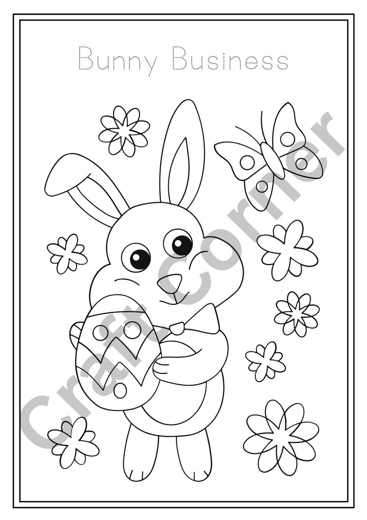 Easter Bunny Colouring in Book - Instant Printable