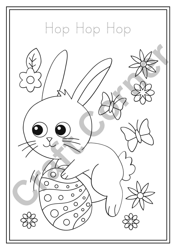 Easter Bunny Colouring in Book - Instant Printable