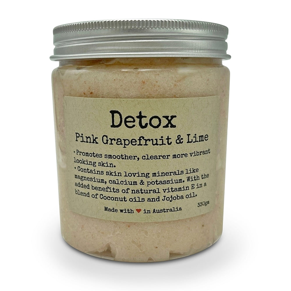 DETOX Pink Salt Sugar Jojoba and Coconut Oil w/ Vitamin E Summer Skin Body Scrub