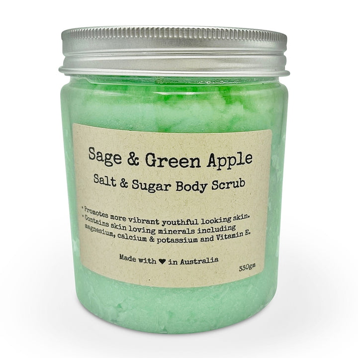Sage & Green Apple Sea Salt Sugar & Coconut Oil with Vitamin E Summer Skin Body Scrub