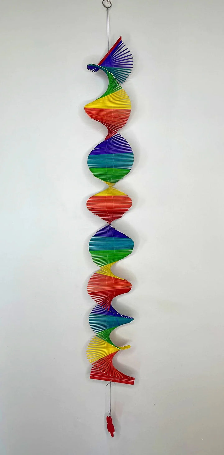 100 x Long Mobile Rainbow Wind Spiral Hanging Bamboo Twister