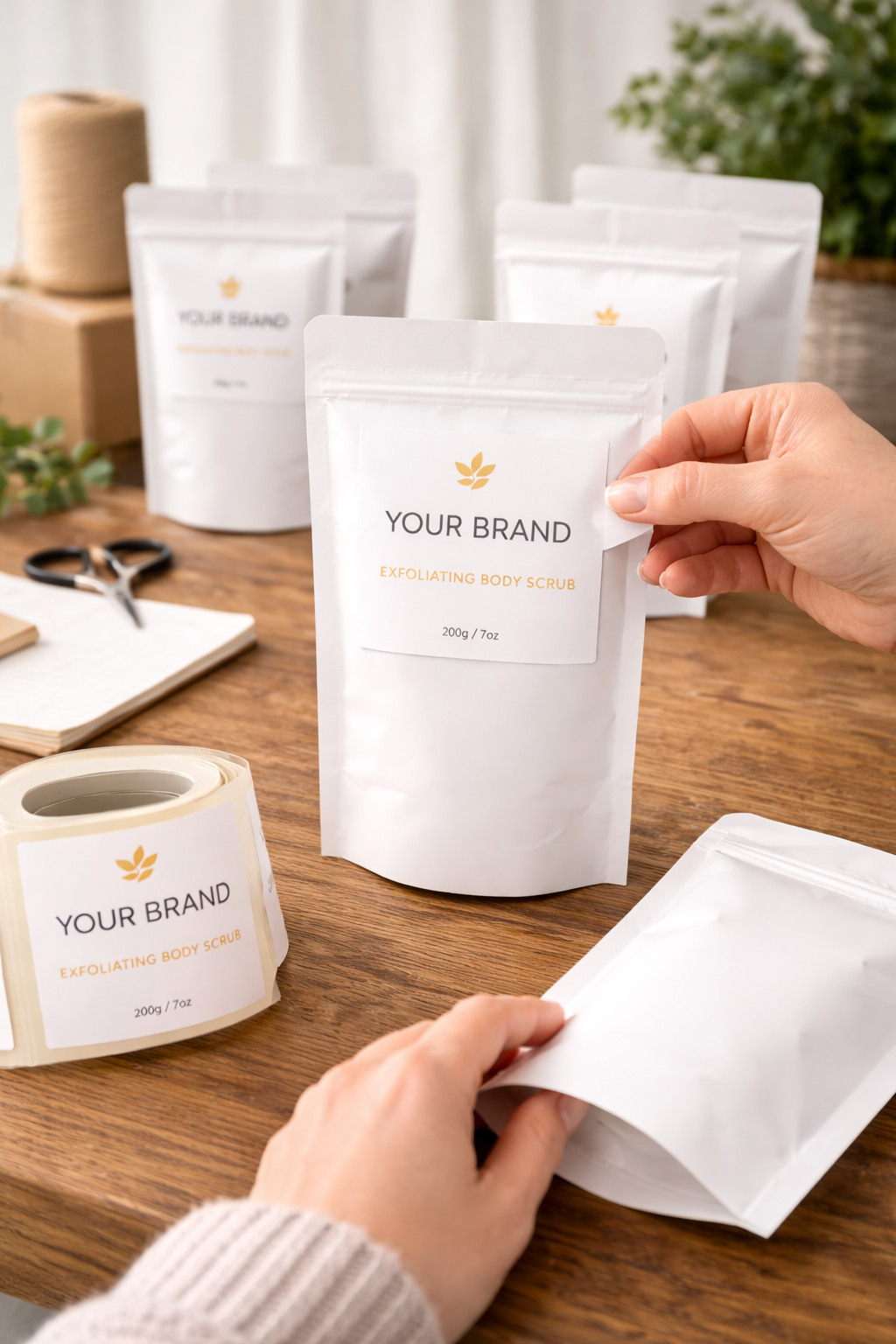 Private Label DETOX Body Scrub Plain White Stand Up Pouch 200gm