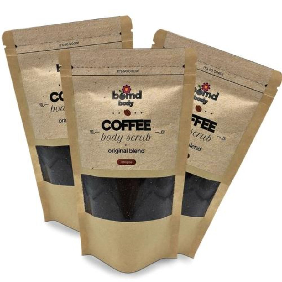 3 x Packs Coffee Body Scrub by Bomd Australia Original Warm Vanilla 200gm pack
