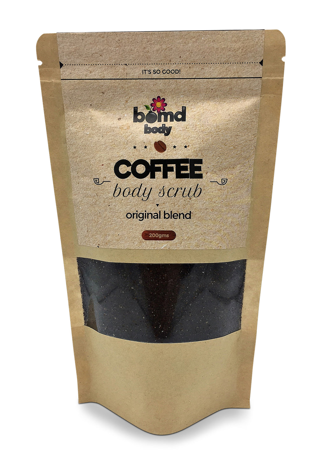 Original Coffee Body Scrub with Added Vitamin E and Coconut Oil with Sea Salt By Bomd Body 200gm Pack