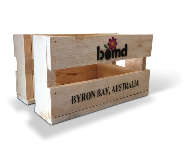 bomd - Rustic Vintage Crate with Retro Stenciling - Wooden Storage Box