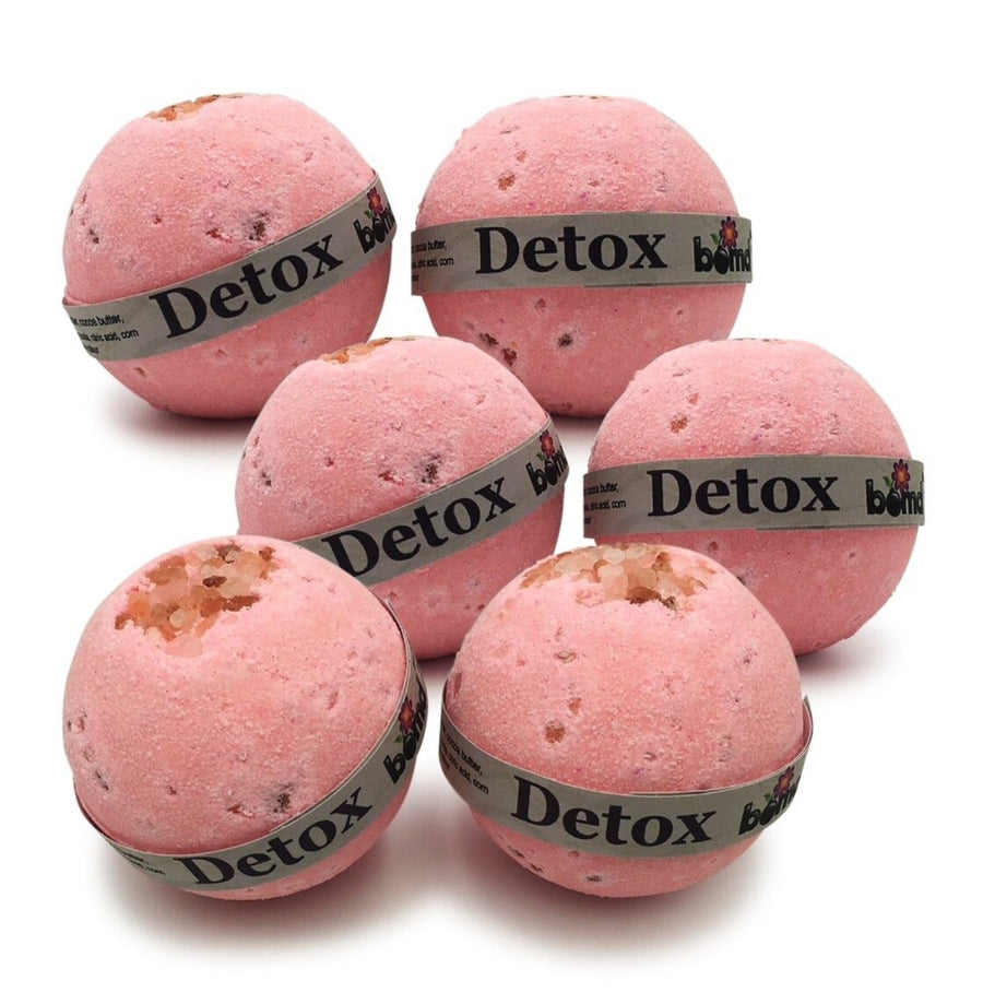 Detox Pink Rock Salt Bath Bomb Set of 6 Bath Soak Bombs includes Jojoba Oil, Coconut Oil, Hemp Oil for beautiful soft skin