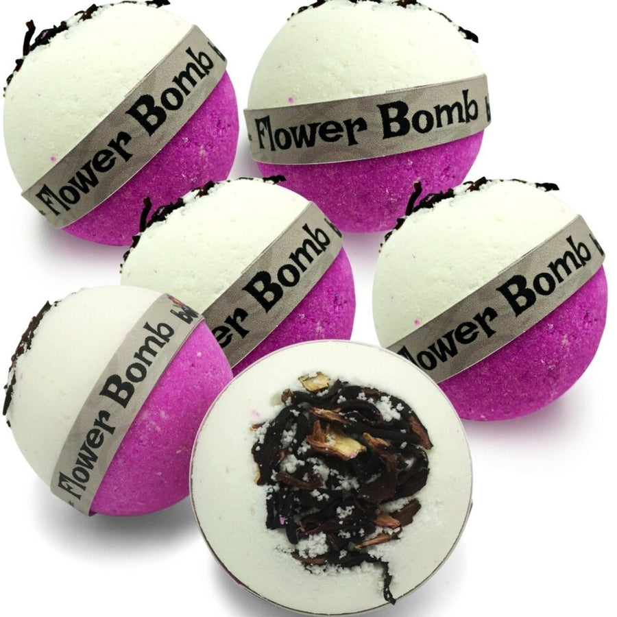 Flower Bomb Bubble Bath Bomb with Pink Lychee Set of 6 by Bomd Body