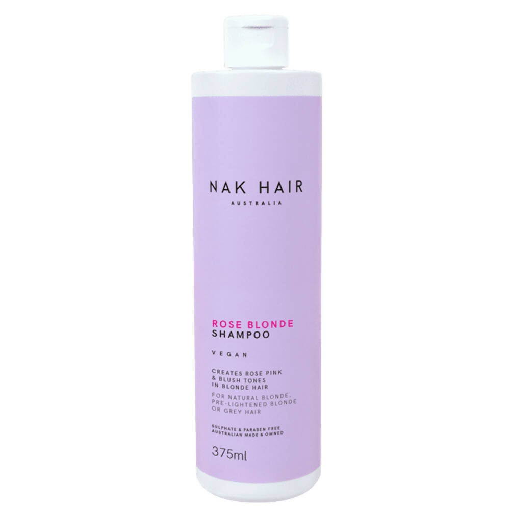 NAK Hair Rose Blonde Shampoo 375ml Creates Pink & Blush Tones
