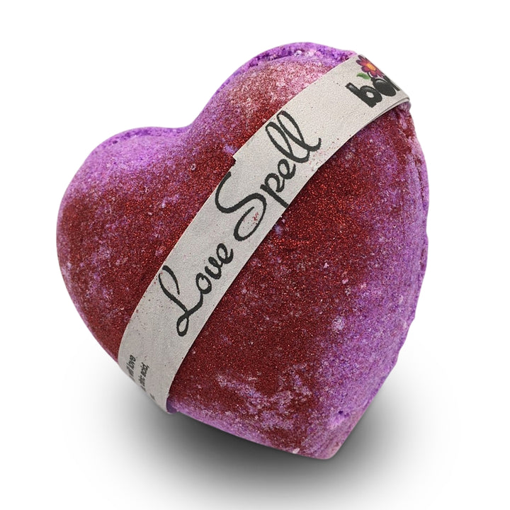 Love Spell Bubble Bath Bomb by Bomd Body Australia Creates a Lot of Bubbles in a beautyful colourful Purple Bath