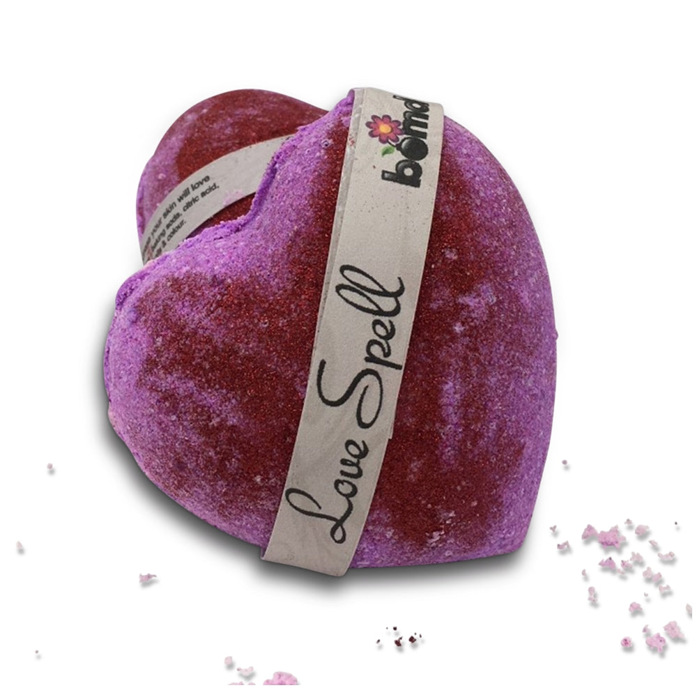 Love Spell Bubble Bath Bomb by Bomd Body Australia Creates a Masses of Bubbles in a beautyful colourful Purple Bath