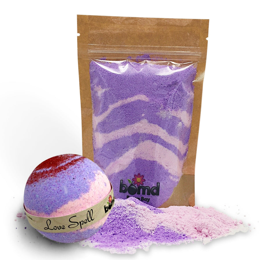 Love Spell Fizzy Bath Dust & Creamy Bubble Bath Bomb Set of 2 by Bomd Body