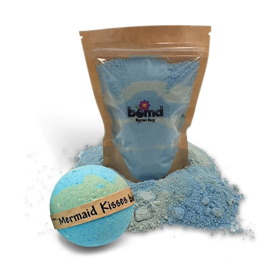 Mermaid Kisses Fizzy Bath Dust & Creamy Bath Bomb Coconut Lime Tropical Set of 2