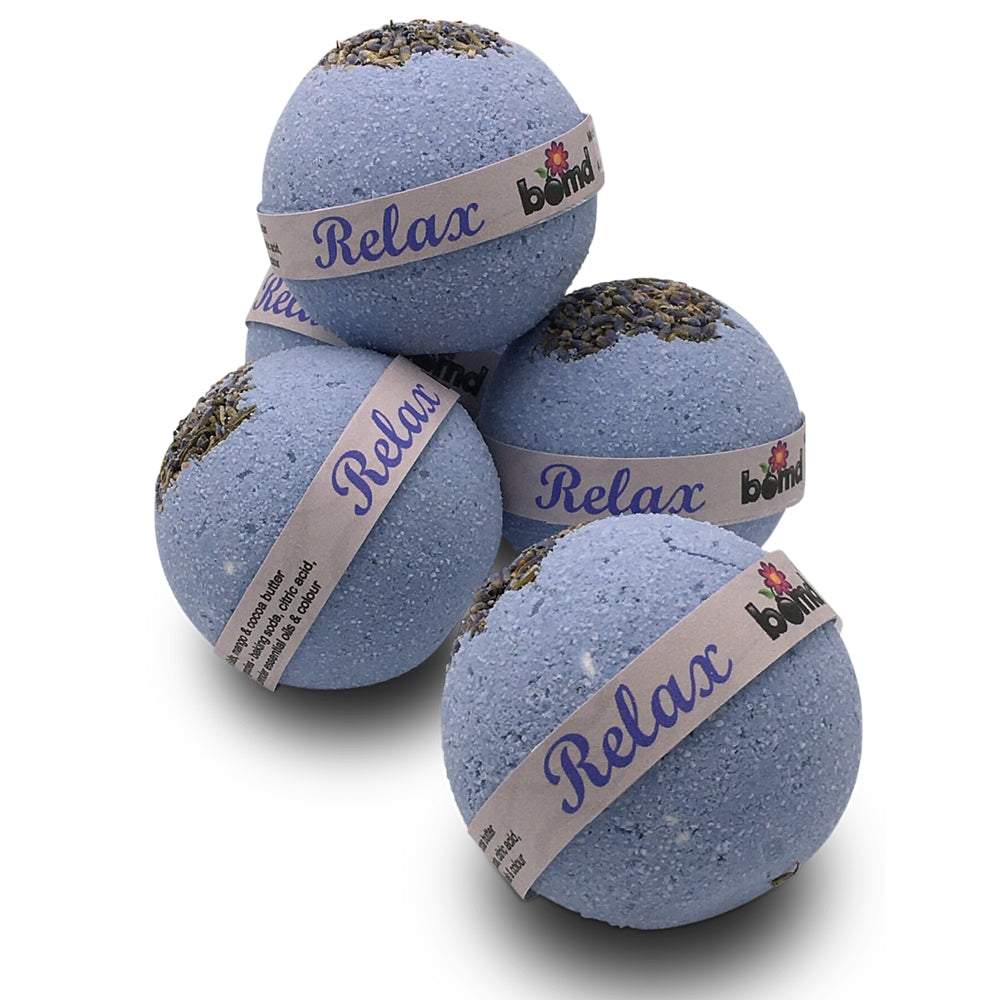 Multiple RELAX French Lavender luxury body soak bath bombs by BOMD Body Australia
