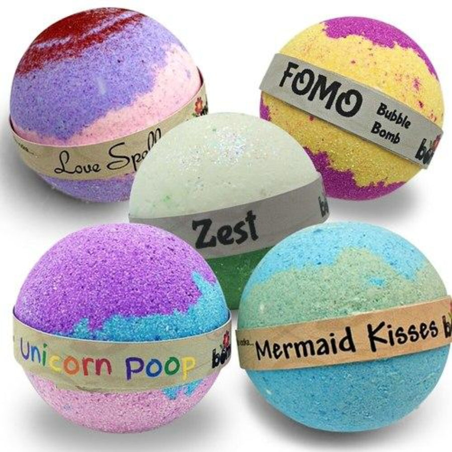 Bubble Bath Lovers Bath Bomb Gift Set of 5 Bath Fizzers, Mermaid Kisses,  Love Spell, FOMO, Zest & Unicorn Poop