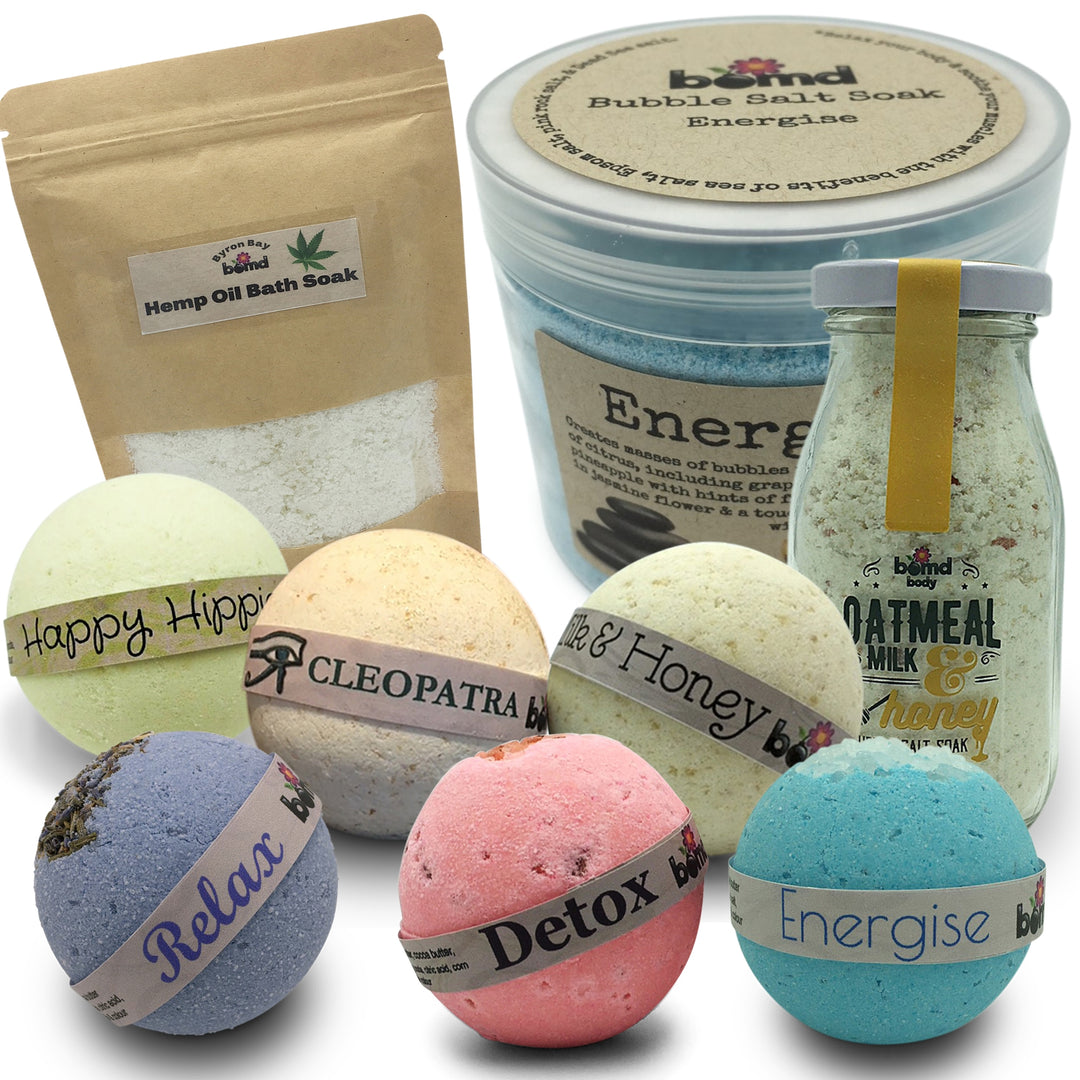 SET25 by Bomd full of Bath Bomb Body Soak and Bath Salt Bubble Soak Home Spa