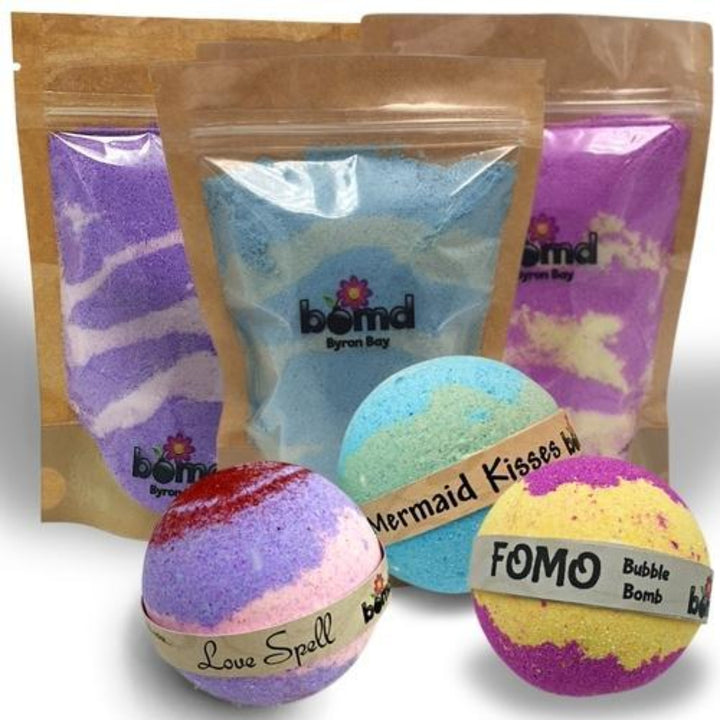 Bubble Bath Fizzy Dust & Bubble Bomb set Mermaid Kisses,  Love Spell, FOMO