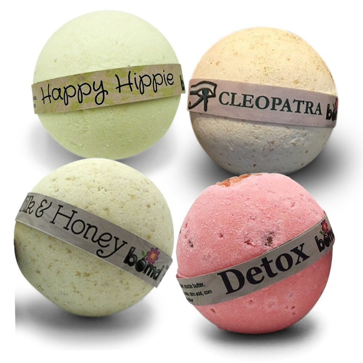 Chill Out Bath Bomb Soak  Gift Set for the Bath Lover includes Milk & Honey Bath Bomb, Cleopatra Bath Bomb, Happy Hippies & Detox Pink Rock Salt Bath Bomb Soak