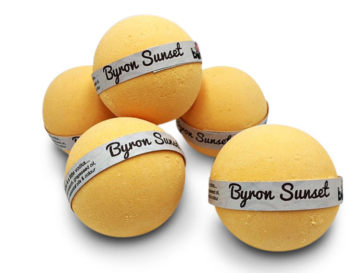 Sunset Bubble Bath Bomb Set of 6 in Beautiful Tropical Fragrance with Moisturising Butters & Oils