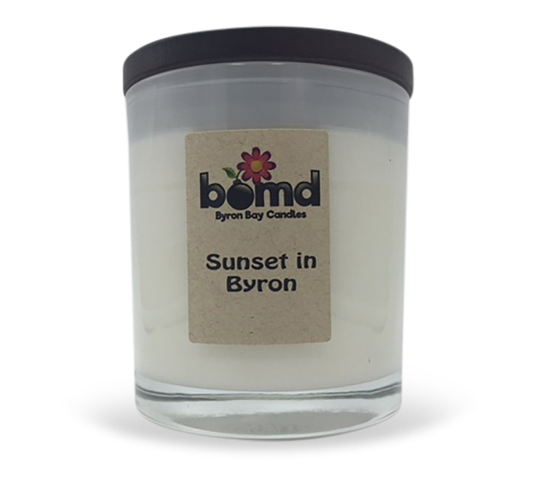 Sunset in Byron Hand poured pure soy candle with beautiful quality crackling wooden wick.