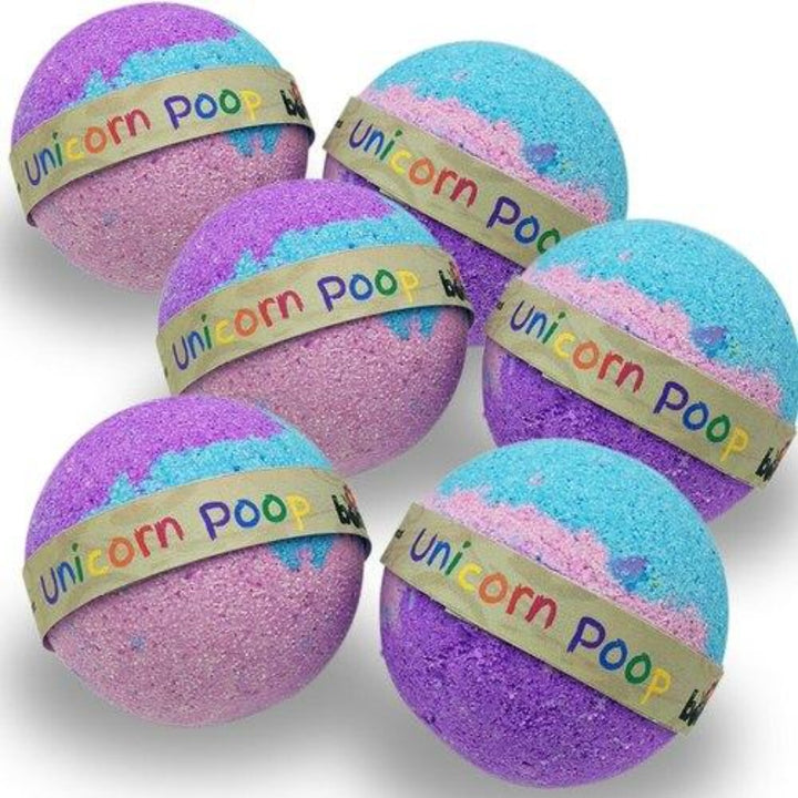Unicorn Poop all Natural Fizzing Bubble Bath Bomb set of 6 Fun Time Bath Pack