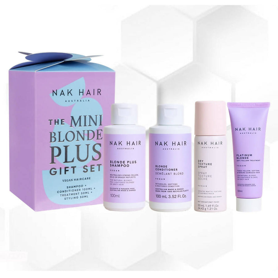 NAK Hair Bon Bon Blonde Plus Holiday Travel 4 pc Gift Set Heart & Soul Hair
